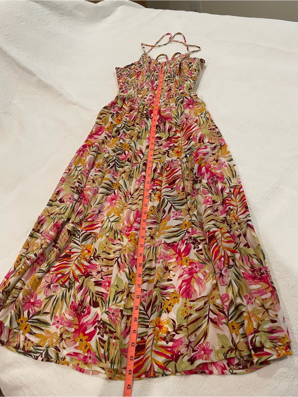 Rip Curl Copacabana Halter Midi Sundress Smocked Tropical Beach Open Back M EUC - Picture 5 of 15